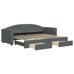 vidaXL Tagesbett Ausziehbar mit Schubladen Dunkelgrau 80x200 cm Stoff