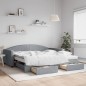 vidaXL Tagesbett Ausziehbar mit Schubladen Hellgrau 100x200 cm Stoff vidaXL Tagesbett Ausziehbar mit Schubladen Hellgrau 100x200 cm Stoff