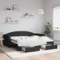 vidaXL Tagesbett Ausziehbar mit Schubladen Schwarz 90x190 cm Stoff vidaXL Tagesbett Ausziehbar mit Schubladen Schwarz 90x190 cm Stoff