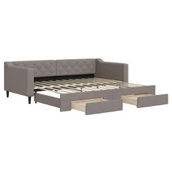 vidaXL Tagesbett Ausziehbar mit Schubladen Taupe 90x200 cm Stoff