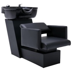 Friseurstuhl mit Waschbecken Schwarz 129x59x82 cm Kunstleder