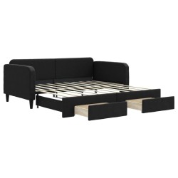 vidaXL Tagesbett Ausziehbar mit Schubladen Schwarz 90x190 cm Stoff