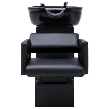 Friseurstuhl mit Waschbecken Schwarz 129x59x82 cm Kunstleder