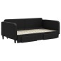 vidaXL Tagesbett Ausziehbar mit Schubladen Schwarz 90x190 cm Stoff vidaXL Tagesbett Ausziehbar mit Schubladen Schwarz 90x190 cm Stoff