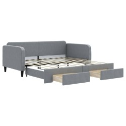 vidaXL Tagesbett Ausziehbar mit Schubladen Hellgrau 90x190 cm Stoff