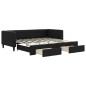 vidaXL Tagesbett Ausziehbar mit Schubladen Schwarz 90x190 cm Stoff vidaXL Tagesbett Ausziehbar mit Schubladen Schwarz 90x190 cm Stoff