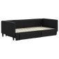 vidaXL Tagesbett Ausziehbar mit Schubladen Schwarz 90x190 cm Stoff vidaXL Tagesbett Ausziehbar mit Schubladen Schwarz 90x190 cm Stoff