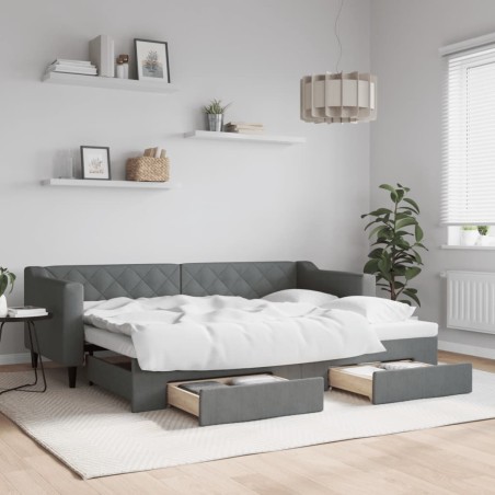 vidaXL Tagesbett Ausziehbar mit Schubladen Dunkelgrau 80x200 cm Stoff