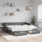 vidaXL Tagesbett Ausziehbar mit Schubladen Dunkelgrau 80x200 cm Stoff vidaXL Tagesbett Ausziehbar mit Schubladen Dunkelgrau 80x200 cm Stoff