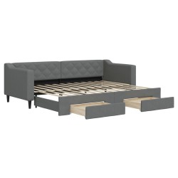 vidaXL Tagesbett Ausziehbar mit Schubladen Dunkelgrau 80x200 cm Stoff