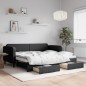 vidaXL Tagesbett Ausziehbar mit Schubladen Schwarz 90x200 cm Stoff vidaXL Tagesbett Ausziehbar mit Schubladen Schwarz 90x200 cm Stoff