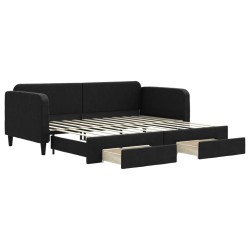 vidaXL Tagesbett Ausziehbar mit Schubladen Schwarz 90x200 cm Stoff