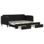 vidaXL Tagesbett Ausziehbar mit Schubladen Schwarz 90x200 cm Stoff vidaXL Tagesbett Ausziehbar mit Schubladen Schwarz 90x200 cm Stoff