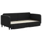 vidaXL Tagesbett Ausziehbar mit Schubladen Schwarz 90x200 cm Stoff vidaXL Tagesbett Ausziehbar mit Schubladen Schwarz 90x200 cm Stoff