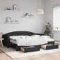 vidaXL Tagesbett Ausziehbar mit Schubladen Schwarz 90x200 cm Stoff vidaXL Tagesbett Ausziehbar mit Schubladen Schwarz 90x200 cm Stoff
