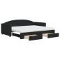 vidaXL Tagesbett Ausziehbar mit Schubladen Schwarz 90x200 cm Stoff vidaXL Tagesbett Ausziehbar mit Schubladen Schwarz 90x200 cm Stoff