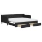 vidaXL Tagesbett Ausziehbar mit Schubladen Schwarz 90x190 cm Stoff vidaXL Tagesbett Ausziehbar mit Schubladen Schwarz 90x190 cm Stoff