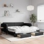 vidaXL Tagesbett Ausziehbar mit Schubladen Schwarz 100x200 cm Stoff vidaXL Tagesbett Ausziehbar mit Schubladen Schwarz 100x200 cm Stoff