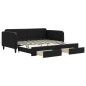 vidaXL Tagesbett Ausziehbar mit Schubladen Schwarz 100x200 cm Stoff vidaXL Tagesbett Ausziehbar mit Schubladen Schwarz 100x200 cm Stoff