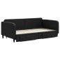 vidaXL Tagesbett Ausziehbar mit Schubladen Schwarz 100x200 cm Stoff vidaXL Tagesbett Ausziehbar mit Schubladen Schwarz 100x200 cm Stoff