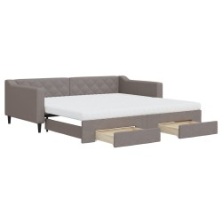vidaXL Tagesbett Ausziehbar mit Schubladen Taupe 100x200 cm Stoff