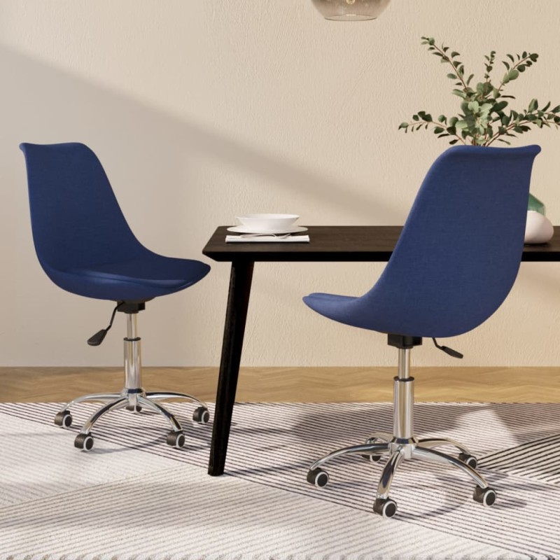 Esszimmerstühle 2 Stk. Drehbar Blau Stoff Esszimmerstühle 2 Stk. Drehbar Blau Stoff