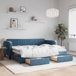 vidaXL Tagesbett Ausziehbar mit Schubladen Blau 80x200 cm Samt