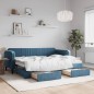 vidaXL Tagesbett Ausziehbar mit Schubladen Blau 80x200 cm Samt vidaXL Tagesbett Ausziehbar mit Schubladen Blau 80x200 cm Samt