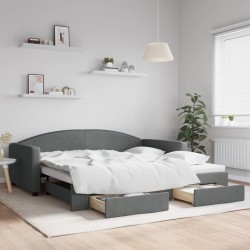 vidaXL Tagesbett Ausziehbar mit Schubladen Dunkelgrau 100x200 cm Stoff