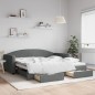 vidaXL Tagesbett Ausziehbar mit Schubladen Dunkelgrau 100x200 cm Stoff vidaXL Tagesbett Ausziehbar mit Schubladen Dunkelgrau 100x200 cm Stoff