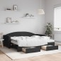 vidaXL Tagesbett Ausziehbar mit Schubladen Schwarz 90x190 cm Stoff vidaXL Tagesbett Ausziehbar mit Schubladen Schwarz 90x190 cm Stoff