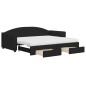 vidaXL Tagesbett Ausziehbar mit Schubladen Schwarz 90x190 cm Stoff vidaXL Tagesbett Ausziehbar mit Schubladen Schwarz 90x190 cm Stoff