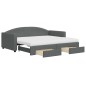 vidaXL Tagesbett Ausziehbar mit Schubladen Dunkelgrau 90x190 cm Stoff vidaXL Tagesbett Ausziehbar mit Schubladen Dunkelgrau 90x190 cm Stoff