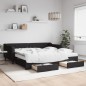 vidaXL Tagesbett Ausziehbar mit Schubladen Schwarz 100x200 cm Stoff vidaXL Tagesbett Ausziehbar mit Schubladen Schwarz 100x200 cm Stoff