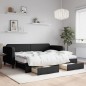 vidaXL Tagesbett Ausziehbar mit Schubladen Schwarz 80x200 cm Stoff vidaXL Tagesbett Ausziehbar mit Schubladen Schwarz 80x200 cm Stoff