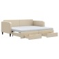 vidaXL Tagesbett Ausziehbar mit Schubladen Creme 90x200 cm Stoff vidaXL Tagesbett Ausziehbar mit Schubladen Creme 90x200 cm Stoff