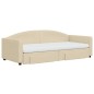 vidaXL Tagesbett Ausziehbar mit Schubladen Creme 90x200 cm Stoff vidaXL Tagesbett Ausziehbar mit Schubladen Creme 90x200 cm Stoff
