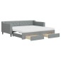 vidaXL Tagesbett Ausziehbar mit Schubladen Hellgrau 90x190 cm Stoff vidaXL Tagesbett Ausziehbar mit Schubladen Hellgrau 90x190 cm Stoff