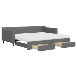 vidaXL Tagesbett Ausziehbar mit Schubladen Dunkelgrau 90x200 cm Stoff