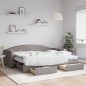 vidaXL Tagesbett Ausziehbar mit Schubladen Taupe 90x200 cm Stoff vidaXL Tagesbett Ausziehbar mit Schubladen Taupe 90x200 cm Stoff