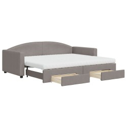 vidaXL Tagesbett Ausziehbar mit Schubladen Taupe 90x200 cm Stoff
