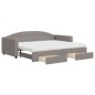 vidaXL Tagesbett Ausziehbar mit Schubladen Taupe 90x200 cm Stoff vidaXL Tagesbett Ausziehbar mit Schubladen Taupe 90x200 cm Stoff
