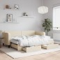 vidaXL Tagesbett Ausziehbar mit Schubladen Creme 80x200 cm Stoff vidaXL Tagesbett Ausziehbar mit Schubladen Creme 80x200 cm Stoff