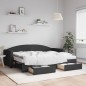 vidaXL Tagesbett Ausziehbar mit Schubladen Schwarz 80x200 cm Stoff vidaXL Tagesbett Ausziehbar mit Schubladen Schwarz 80x200 cm Stoff