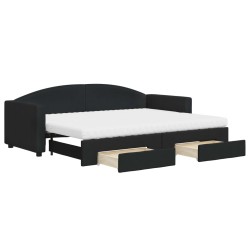 vidaXL Tagesbett Ausziehbar mit Schubladen Schwarz 80x200 cm Stoff