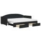 vidaXL Tagesbett Ausziehbar mit Schubladen Schwarz 80x200 cm Stoff vidaXL Tagesbett Ausziehbar mit Schubladen Schwarz 80x200 cm Stoff