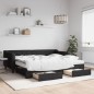 vidaXL Tagesbett Ausziehbar mit Schubladen Schwarz 90x200 cm Stoff vidaXL Tagesbett Ausziehbar mit Schubladen Schwarz 90x200 cm Stoff