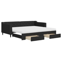 vidaXL Tagesbett Ausziehbar mit Schubladen Schwarz 90x200 cm Stoff