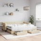 vidaXL Tagesbett Ausziehbar mit Schubladen Creme 90x200 cm Stoff vidaXL Tagesbett Ausziehbar mit Schubladen Creme 90x200 cm Stoff