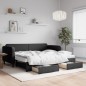 vidaXL Tagesbett Ausziehbar mit Schubladen Schwarz 90x190 cm Stoff vidaXL Tagesbett Ausziehbar mit Schubladen Schwarz 90x190 cm Stoff